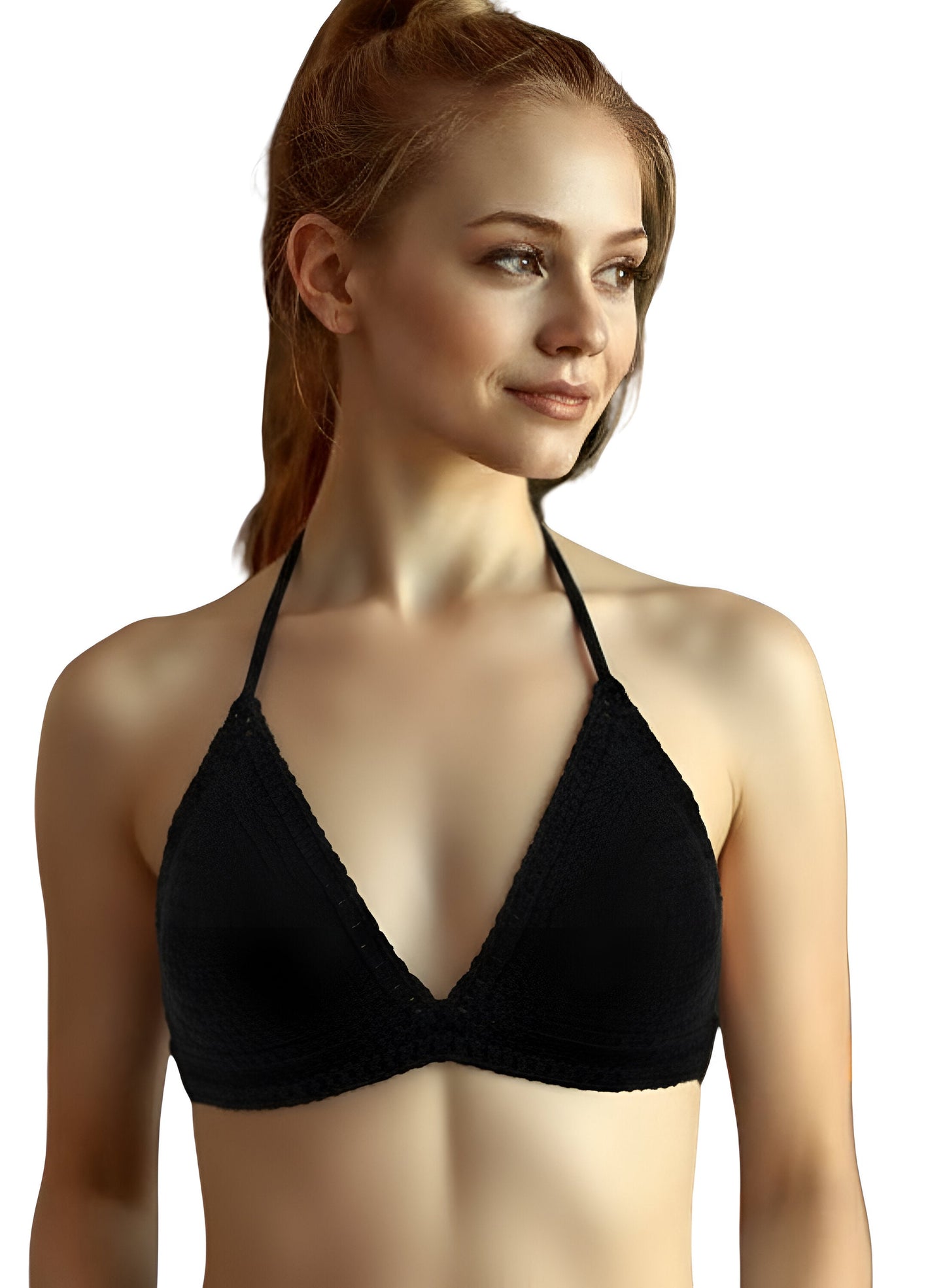 Full Coverage Black Tie Back Rave Festival Crocheted Bralette Bikini Crop Top - Autumn LeAnn Designs®