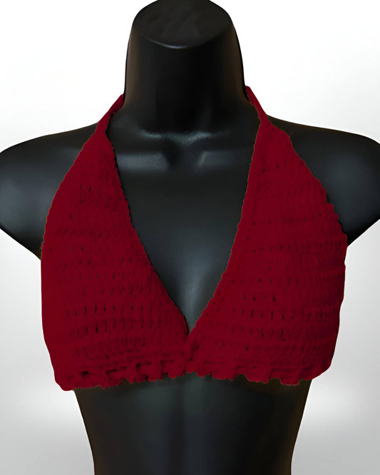 Full Coverage Red Women's Bralette Bikini Crop Top