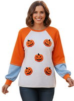 Halloween Pumpkin Print Long Sleeve T-Shirt