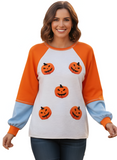 Halloween Pumpkin Print Long Sleeve T-Shirt