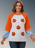 Halloween Pumpkin Print Long Sleeve T-Shirt