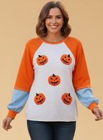 Halloween Pumpkin Print Long Sleeve T-Shirt