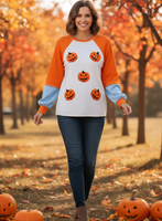 Halloween Pumpkin Print Long Sleeve T-Shirt