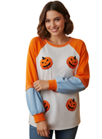 Halloween Pumpkin Print Long Sleeve T-Shirt
