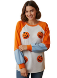 Halloween Pumpkin Print Long Sleeve T-Shirt