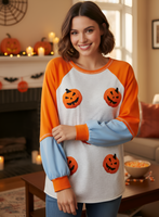 Halloween Pumpkin Print Long Sleeve T-Shirt