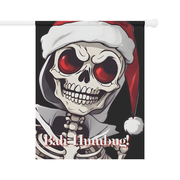 Autumn LeAnn Designs | Skeleton Not A Fan Of Christmas Holiday Decor 24.5'' × 32'' Yard Flag, Black