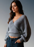 Surplice Woman’s Gray Cropped Sweater with Back Tie