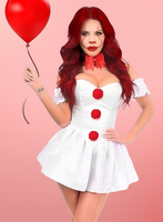 3 PC Killer Clown Women's Corset  Halloween Cosplay  Costume