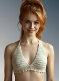 Full Coverage White Tie Back Rave Festival Crocheted Bralette Bikini Crop Top