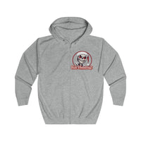 Autumn LeAnn Designs | Skeleton Not a Fan of Christmas Unisex Full Zip Hoodie, Gray