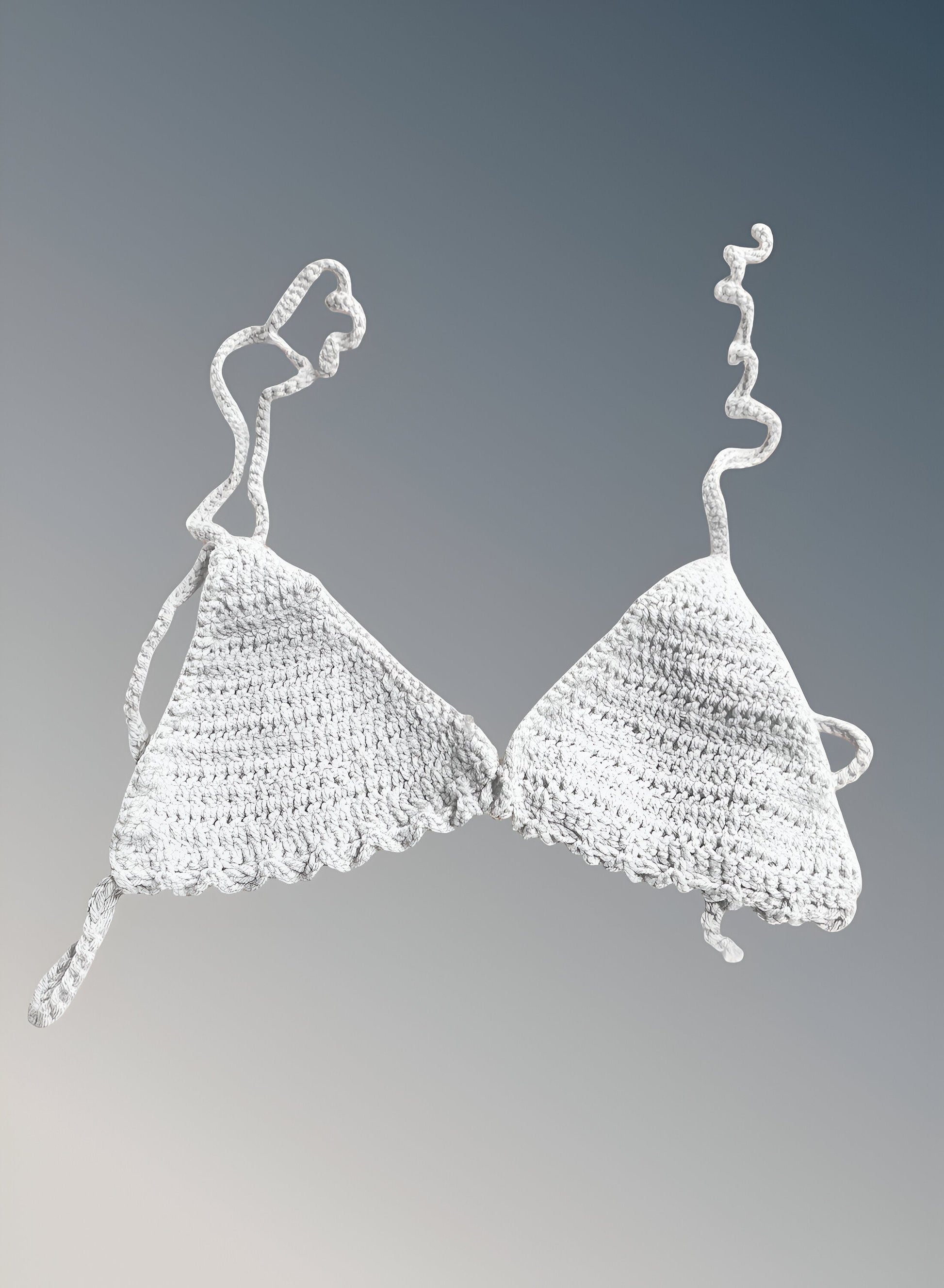 Full Coverage White Tie Back Rave Festival Crocheted Bralette Bikini Crop Top - Autumn LeAnn Designs®