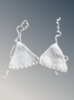 Full Coverage White Tie Back Rave Festival Crocheted Bralette Bikini Crop Top