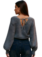 Surplice Woman’s Gray Cropped Sweater with Back Tie