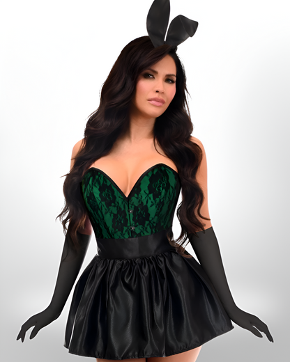Premium Boudoir Women's Green 5pc Corset Halloween Cosplay Fantasy  Bunny Costume