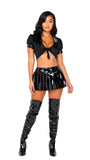 Roma Costume | Pleated Vinyl Skirt Women's Halloween Cosplay Costume