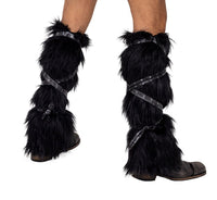 Pair of Black Faux Fur Leg Warmers Cosplay Costume Accessory