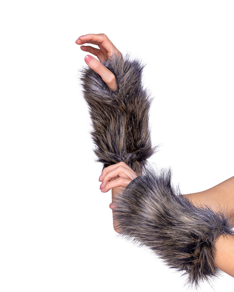 Roma Costume |  Pair of Faux Fur Wolf Gloves Costume Accessory