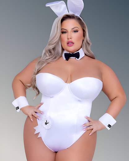 Playboy Bunny Women’s White 8pc Halloween Cosplay Costume