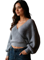 Surplice Woman’s Gray Cropped Sweater with Back Tie