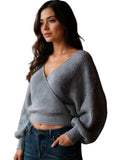 Surplice Woman’s Gray Cropped Sweater with Back Tie