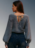 Surplice Woman’s Gray Cropped Sweater with Back Tie