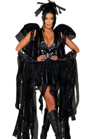 Angel of Darkness 4pc Women's Halloween Cosplay  Costume, Black