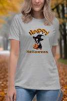 Autumn LeAnn Designs | Happy Halloween Boston Terrier Women's Relax T-Shirt, Heather Prism Natural