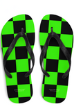 Autumn LeAnn Designs® | Adult Flip Flops Shoes, Checkers, Bright Neon Green & Black