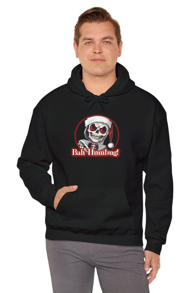 Autumn LeAnn Designs | Skeleton Not a Fan of Christmas Hooded Sweatshirt, Black