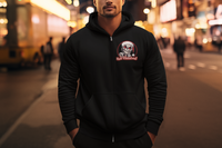 Autumn LeAnn Designs | Skeleton Not a Fan of Christmas Unisex Full Zip Hoodie, Black