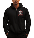 Autumn LeAnn Designs | Skeleton Not a Fan of Christmas Unisex Full Zip Hoodie, Black