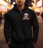 Autumn LeAnn Designs | Skeleton Not a Fan of Christmas Unisex Full Zip Hoodie, Black