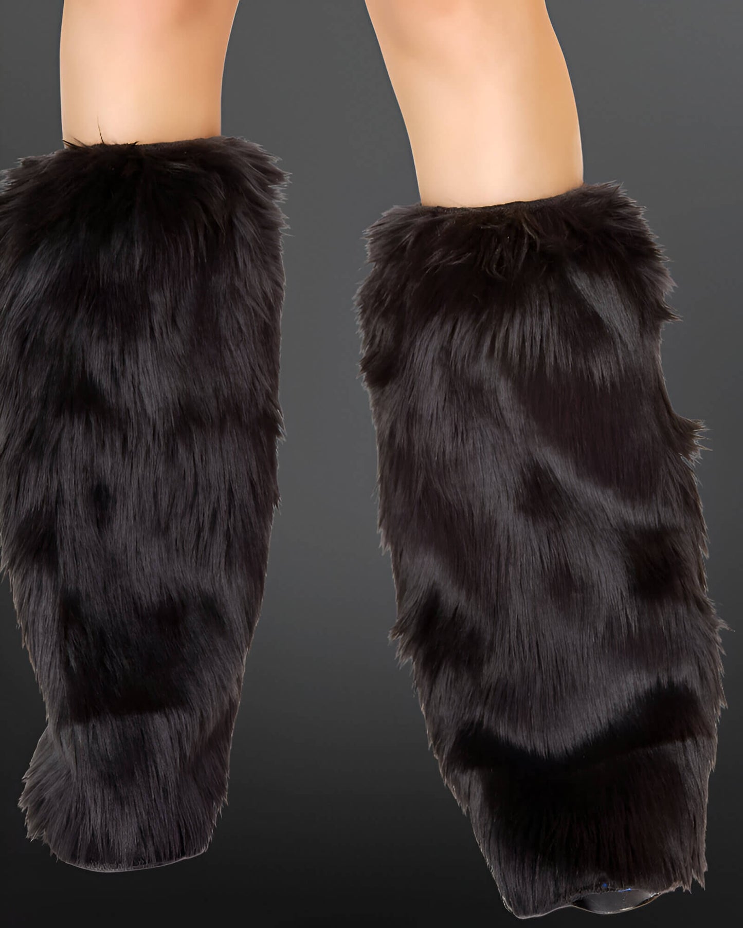 Black Faux Fur Leg Warmers