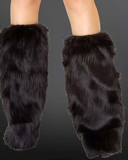 Black Faux Fur Leg Warmers