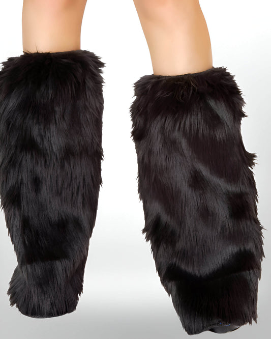 Black Faux Fur Leg Warmers