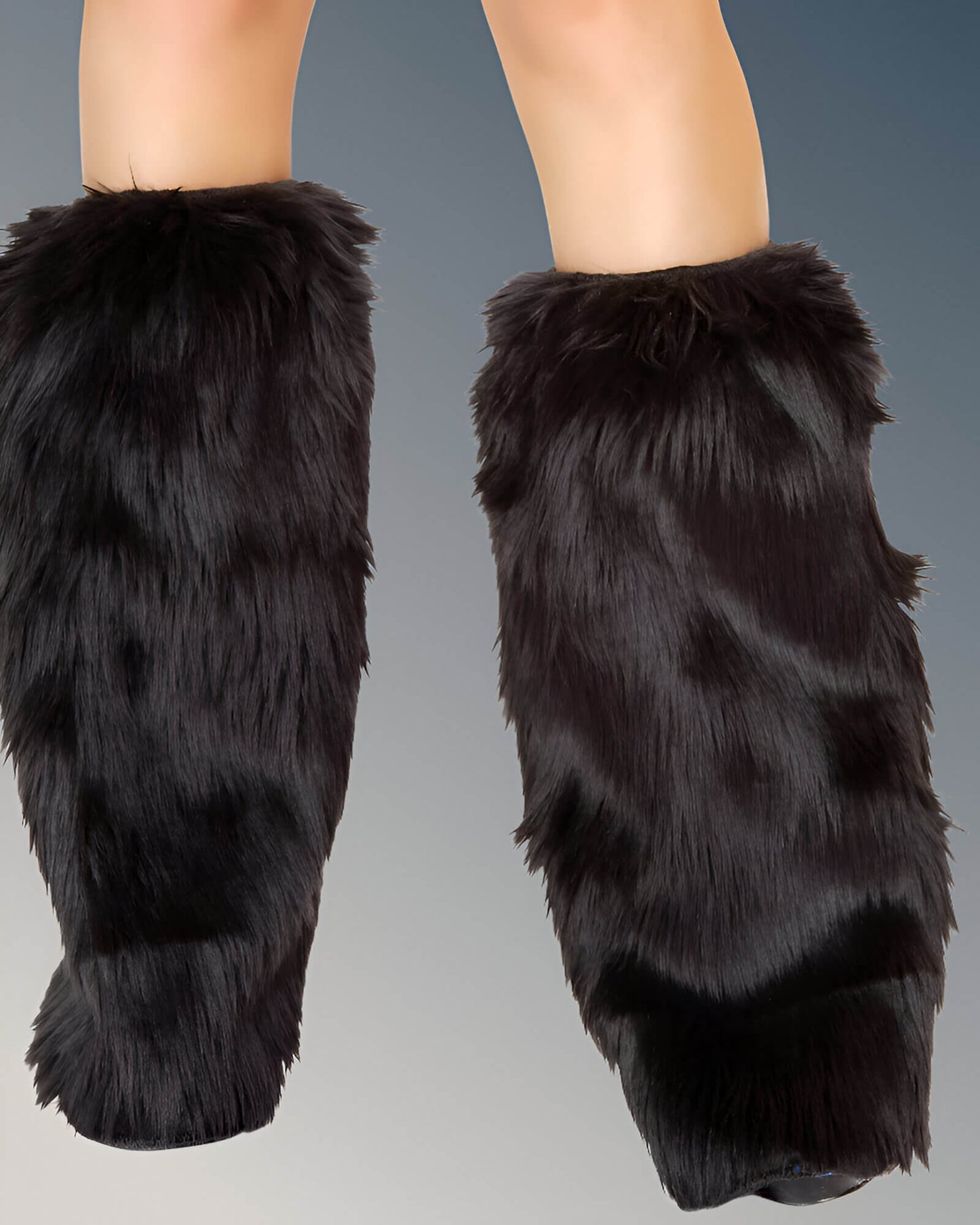 Black Faux Fur Leg Warmers