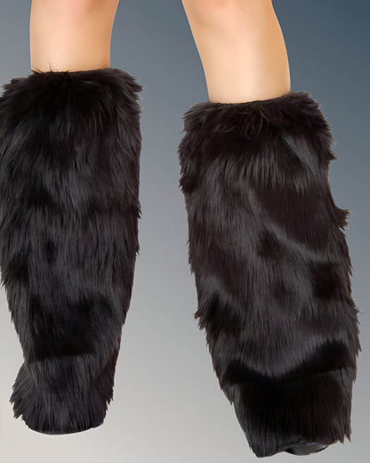 Black Faux Fur Leg Warmers