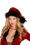 Roma Costume | Red and Black Fur Trimmed Santa Hat
