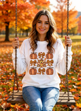 Fall Harvest Thanksgiving Turkey Pumpkin Bow Graphic Drop Shoulder Sweatshirt