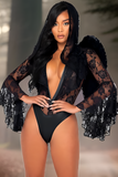 Dark Angel 1pc Bodysuit Women's Halloween Cosplay Costume, Black