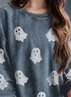 Glitter Ghost Halloween Fall Long Sleeve Sweatshirt