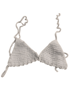 Full Coverage Cream Colored Tie Back Rave Festival Crocheted Bralette Bikini Crop Top