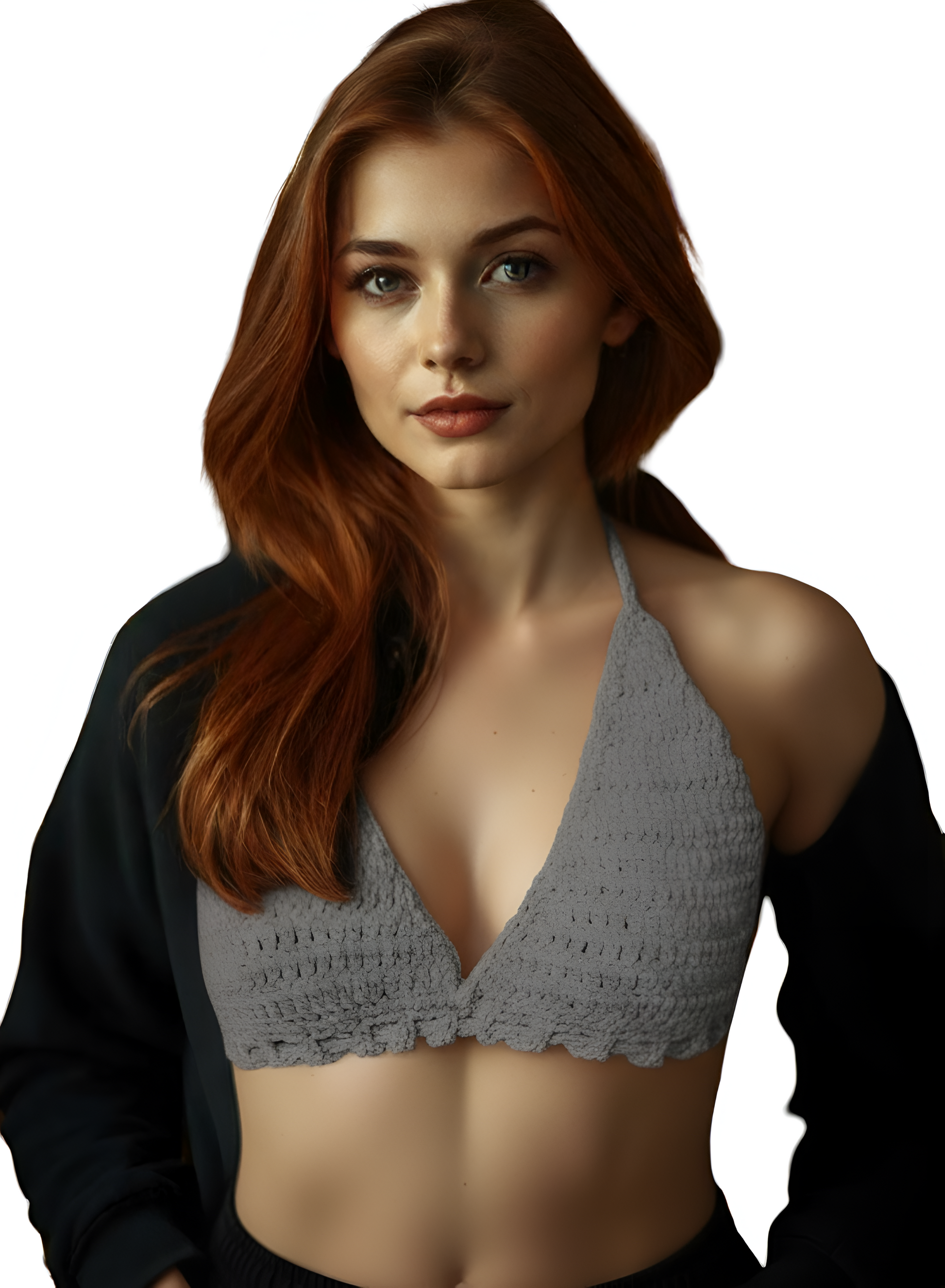 Full Coverage Passport Gray Tie Back Rave Festival Crocheted Bralette Bikini Crop Top - Autumn LeAnn Designs®
