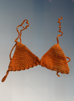 Full Coverage Orange Tie Back Rave Festival Crocheted Bralette Bikini Crop Top