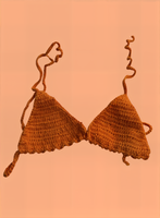 Full Coverage Orange Tie Back Rave Festival Crocheted Bralette Bikini Crop Top