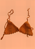 Full Coverage Orange Tie Back Rave Festival Crocheted Bralette Bikini Crop Top