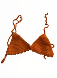 Full Coverage Orange Tie Back Rave Festival Crocheted Bralette Bikini Crop Top