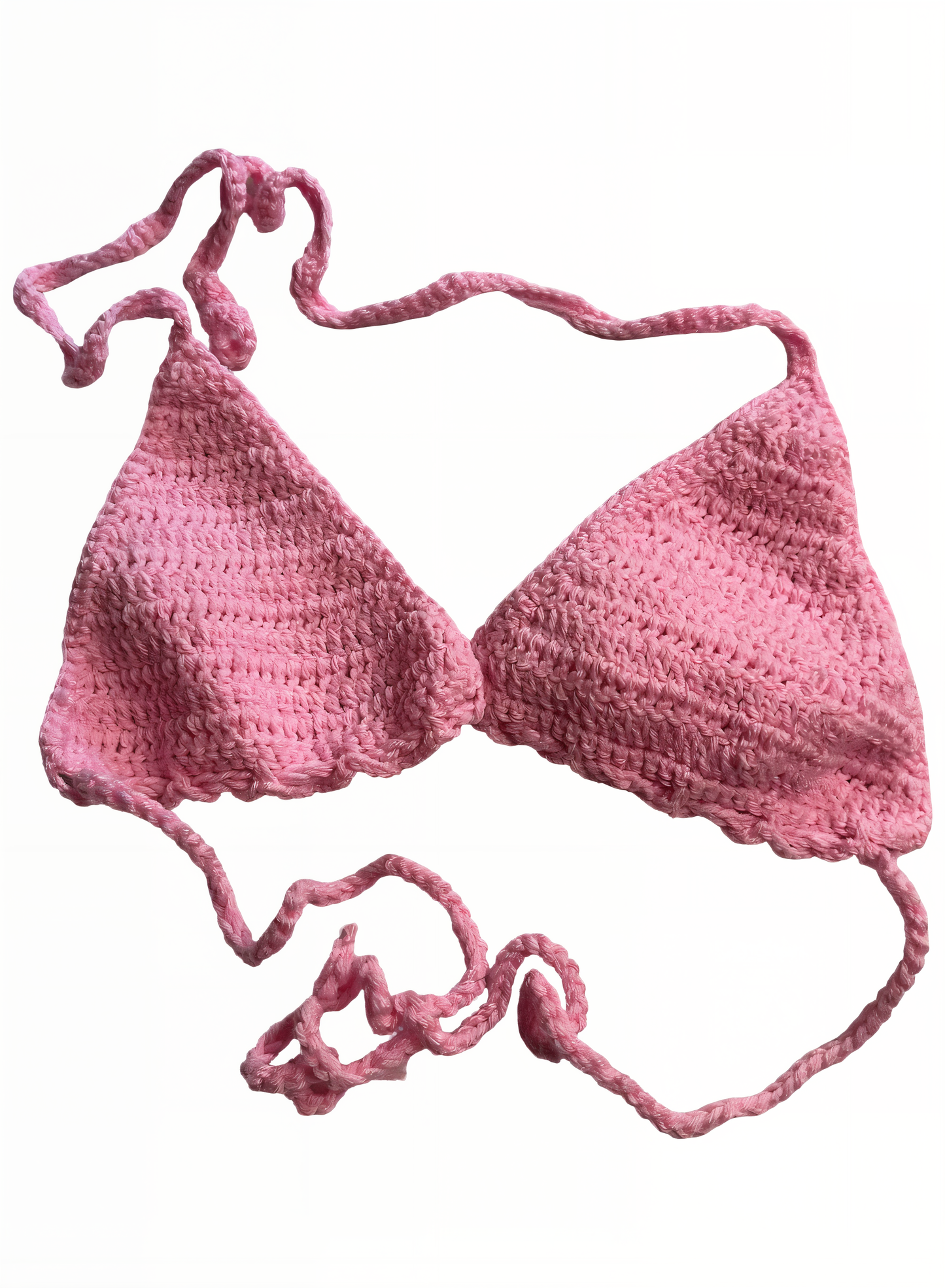 Full Coverage Pink Tie Back Rave Festival Crocheted Bralette Bikini Crop Top - Autumn LeAnn Designs®