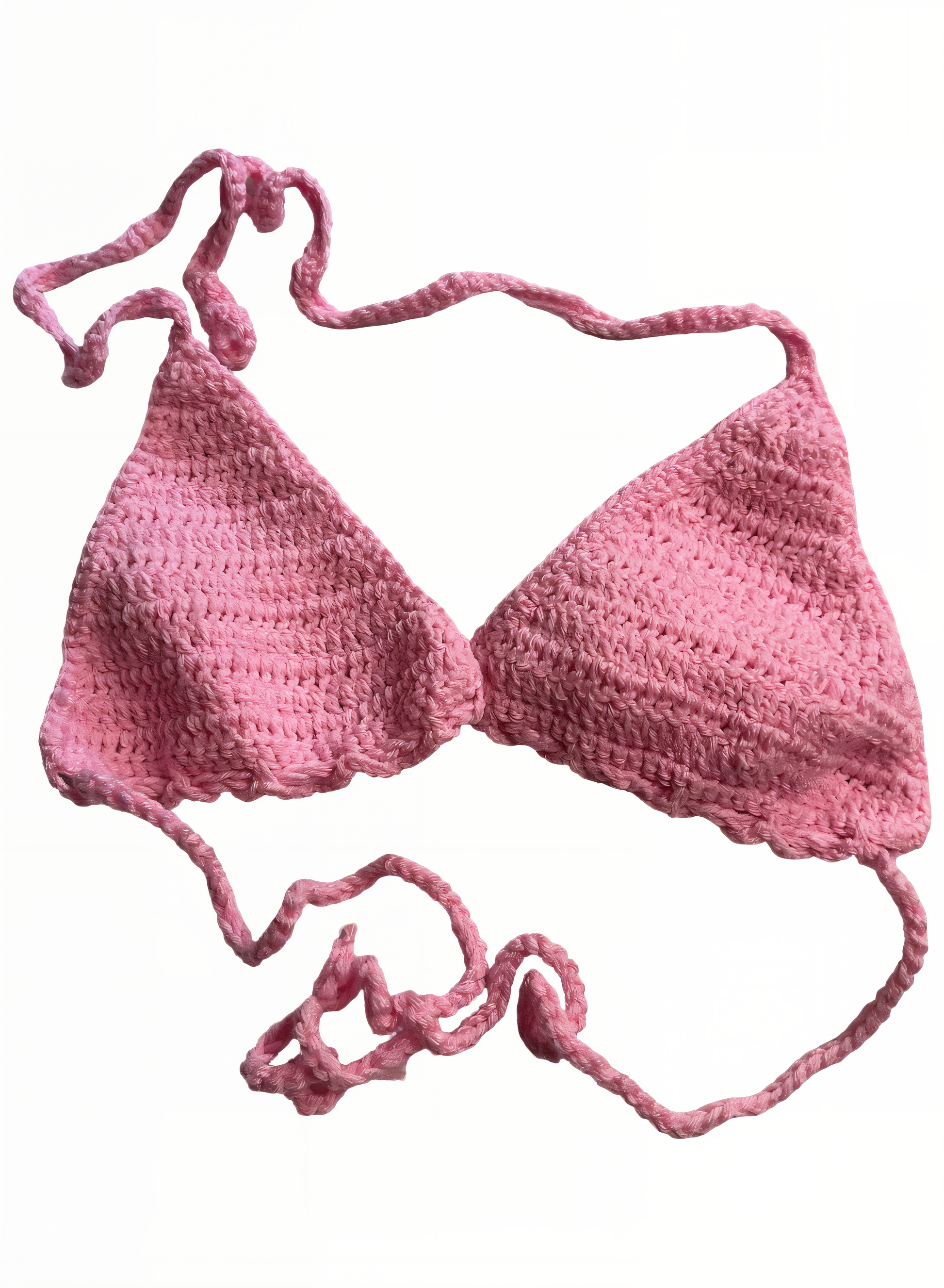 Full Coverage Pink Tie Back Rave Festival Crocheted Bralette Bikini Crop Top - Autumn LeAnn Designs®